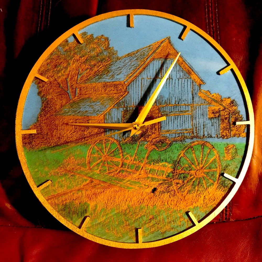 Engraved clock